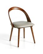 Chaise de table à manger en simili cuir noyer/vison - 53x59x78 cm