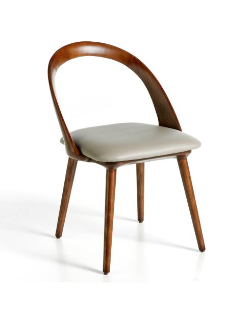 Chaise de table à manger en simili cuir noyer/vison - 53x59x78 cm