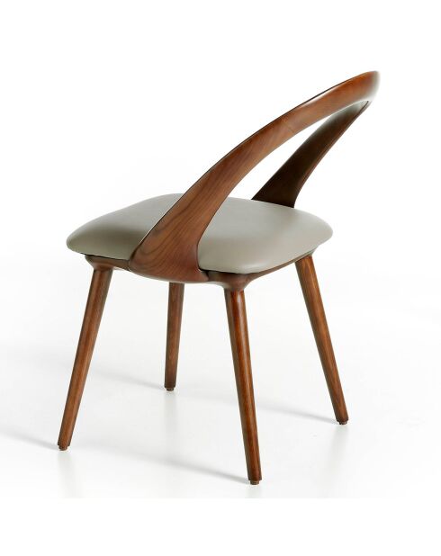 Chaise de table à manger en simili cuir noyer/vison - 53x59x78 cm