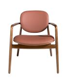 Chaise de salle à manger avec accoudoirs en éco-cuir marron/noyer - 65x64x75 cm