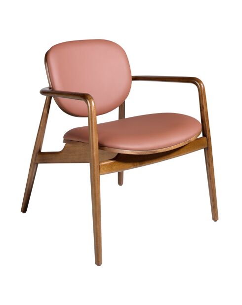 Esszimmerstuhl mit Armlehnen aus Kunstleder in Braun/Nussbaum - 65x64x75 cm