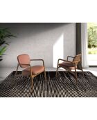 Chaise de salle à manger avec accoudoirs en éco-cuir marron/noyer - 65x64x75 cm