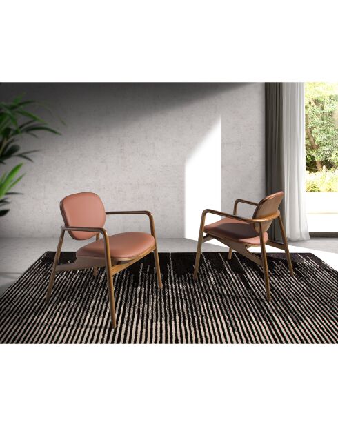 Esszimmerstuhl mit Armlehnen aus Kunstleder in Braun/Nussbaum - 65x64x75 cm