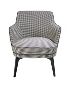 Fauteuil en tissu pied-de-poule dossier en simili cuir gris /noir - 75x75x82 cm