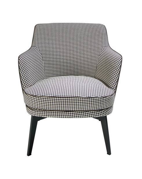 Sessel aus Stoff mit Hahnentrittmuster und Rückenlehne aus grau/schwarzem Kunstleder - 75x75x82 cm