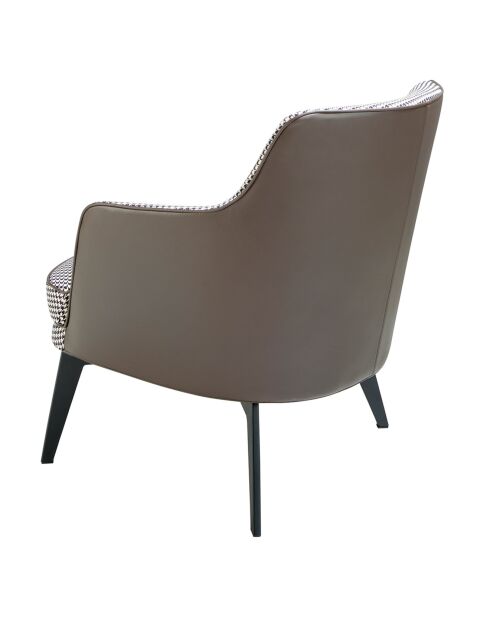 Sessel aus Stoff mit Hahnentrittmuster und Rückenlehne aus grau/schwarzem Kunstleder - 75x75x82 cm