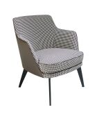 Fauteuil en tissu pied-de-poule dossier en simili cuir gris /noir - 75x75x82 cm