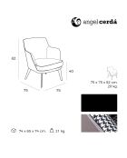 Fauteuil en tissu pied-de-poule dossier en simili cuir gris /noir - 75x75x82 cm