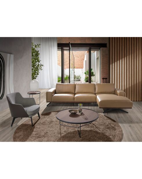 Sessel aus Stoff mit Hahnentrittmuster und Rückenlehne aus grau/schwarzem Kunstleder - 75x75x82 cm