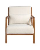 Fauteuil tapissé en tissu avec coussin blanc - 68x86x74 cm