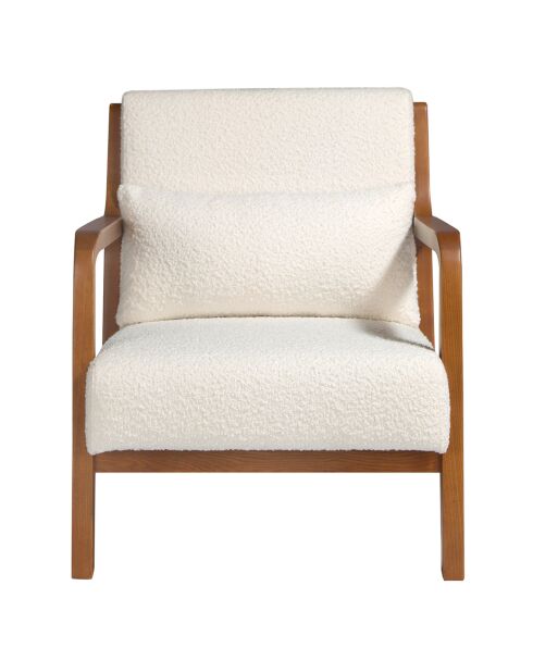 Fauteuil tapissé en tissu avec coussin blanc - 68x86x74 cm