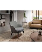 Fauteuil en tissu pied-de-poule dossier en simili cuir gris /noir - 75x75x82 cm