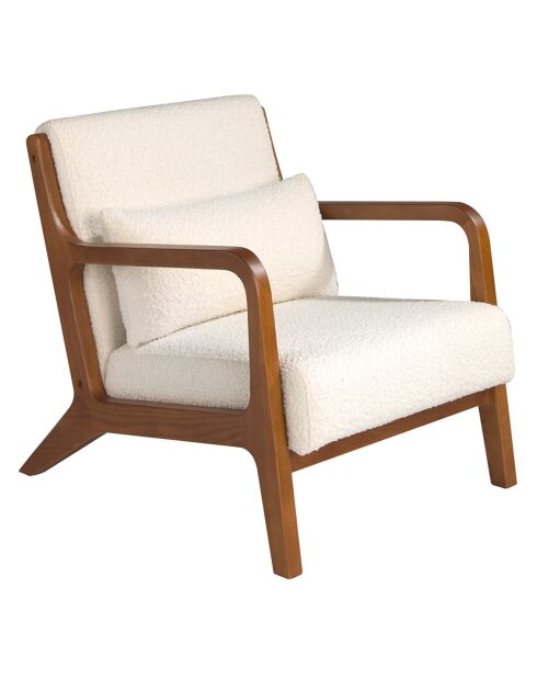 Fauteuil tapissé en tissu avec coussin blanc - 68x86x74 cm