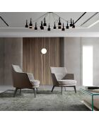 Fauteuil en tissu pied-de-poule dossier en simili cuir gris /noir - 75x75x82 cm