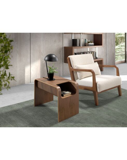 Fauteuil tapissé en tissu avec coussin blanc - 68x86x74 cm