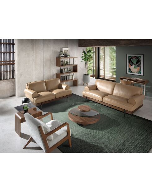 Fauteuil tapissé en tissu avec coussin blanc - 68x86x74 cm