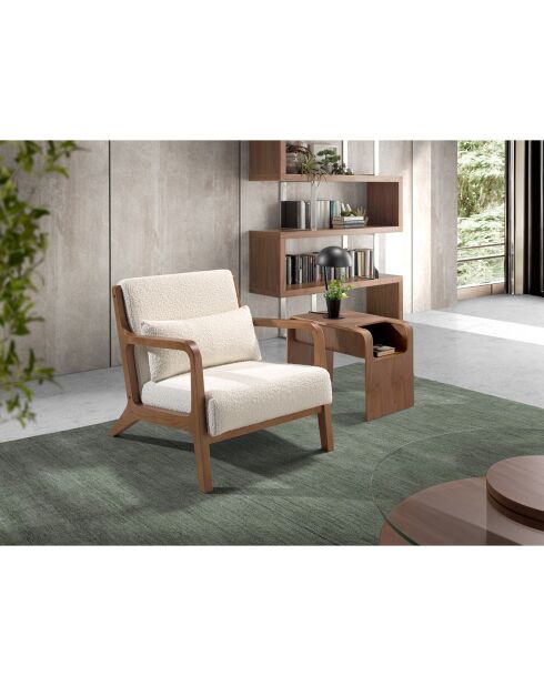 Fauteuil tapissé en tissu avec coussin blanc - 68x86x74 cm