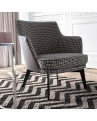 Fauteuil en tissu pied-de-poule dossier en simili cuir gris /noir - 75x75x82 cm