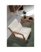 Fauteuil tapissé en tissu avec coussin blanc - 68x86x74 cm