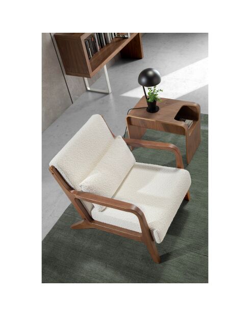 Fauteuil tapissé en tissu avec coussin blanc - 68x86x74 cm