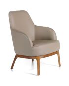 Fauteuil en simili-cuir beige/noyer - 71x71x90 cm