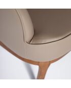 Fauteuil en simili-cuir beige/noyer - 71x71x90 cm