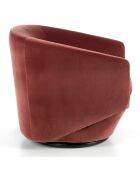Fauteuil pivotant velours et base en acier saumon rose/acier inoxydable - 78x78x70 cm