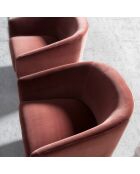 Fauteuil pivotant velours et base en acier saumon rose/acier inoxydable - 78x78x70 cm