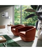 Fauteuil pivotant velours et base en acier saumon rose/acier inoxydable - 78x78x70 cm