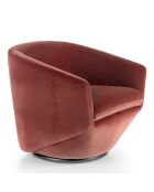 Fauteuil pivotant velours et base en acier saumon rose/acier inoxydable - 78x78x70 cm