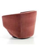 Fauteuil pivotant velours et base en acier saumon rose/acier inoxydable - 78x78x70 cm