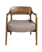 Fauteuil tapissé en eco-cuir frêne teinté noyer - 70x62x72 cm