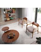 Fauteuil tapissé en eco-cuir frêne teinté noyer - 70x62x72 cm