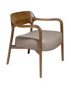Fauteuil tapissé en eco-cuir frêne teinté noyer - 70x62x72 cm
