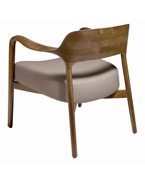 Fauteuil tapissé en eco-cuir frêne teinté noyer - 70x62x72 cm