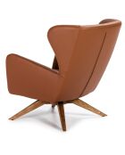 Fauteuil pivotant en simili cuir moka/noyer - 86x75x90 cm