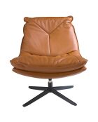 Fauteuil pivotant en cuir marron/noir - 75x90x87 cm