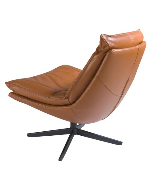 Fauteuil pivotant en cuir marron/noir - 75x90x87 cm