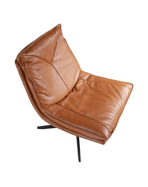 Fauteuil pivotant en cuir marron/noir - 75x90x87 cm