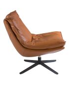 Fauteuil pivotant en cuir marron/noir - 75x90x87 cm