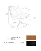 Fauteuil pivotant en cuir marron/noir - 75x90x87 cm