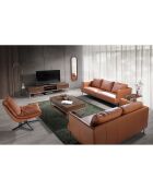 Fauteuil pivotant en cuir marron/noir - 75x90x87 cm