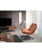 Fauteuil pivotant en cuir marron/noir - 75x90x87 cm