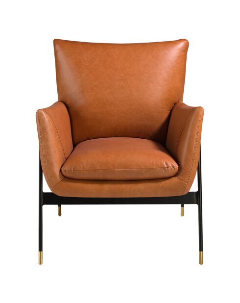 Fauteuil en cuir noir/brun - 67x75x87 cm