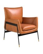 Fauteuil en cuir noir/brun - 67x75x87 cm