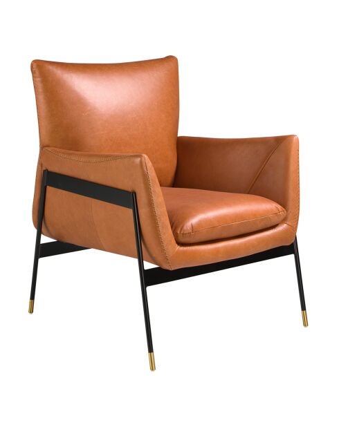 Fauteuil en cuir noir/brun - 67x75x87 cm