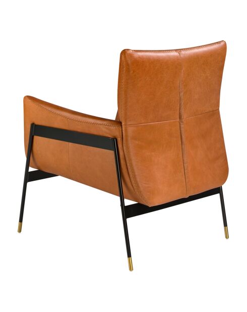 Fauteuil en cuir noir/brun - 67x75x87 cm