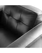Fauteuil en cuir et pieds en noyer noir/noyer - 112x95x78 cm