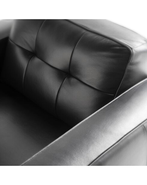 Fauteuil en cuir et pieds en noyer noir/noyer - 112x95x78 cm