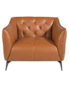 Fauteuil en cuir avec dossier matelassé brun/acier - 103x95x77 cm